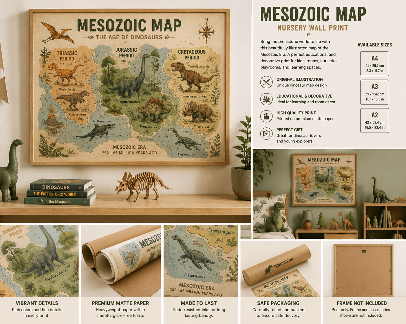 Mesozoic Map Nursery Wall Print